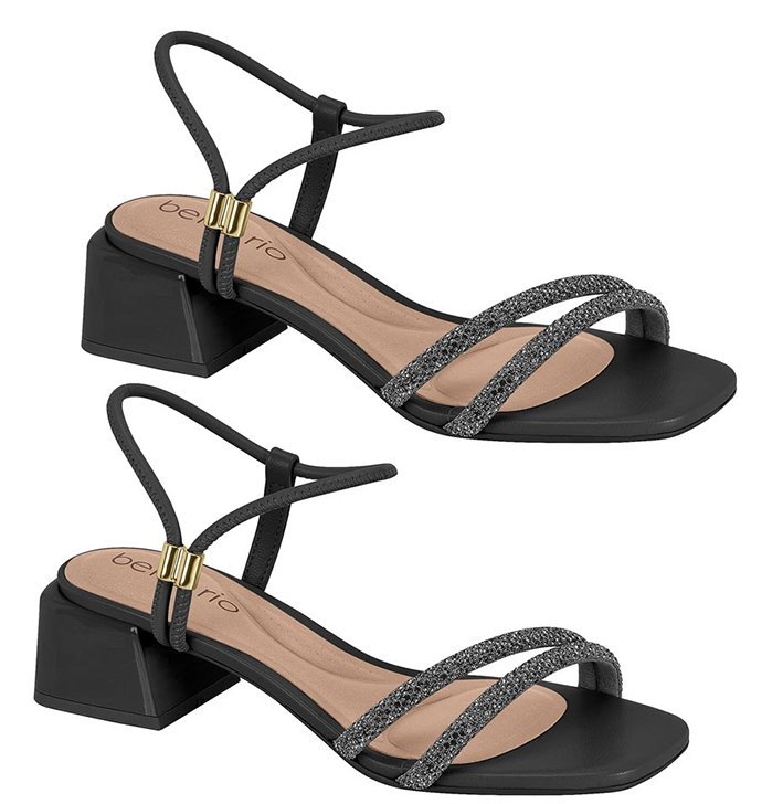 Sandália Salto Médio Grosso Beira Rio 8423228 Feminino Preto 3