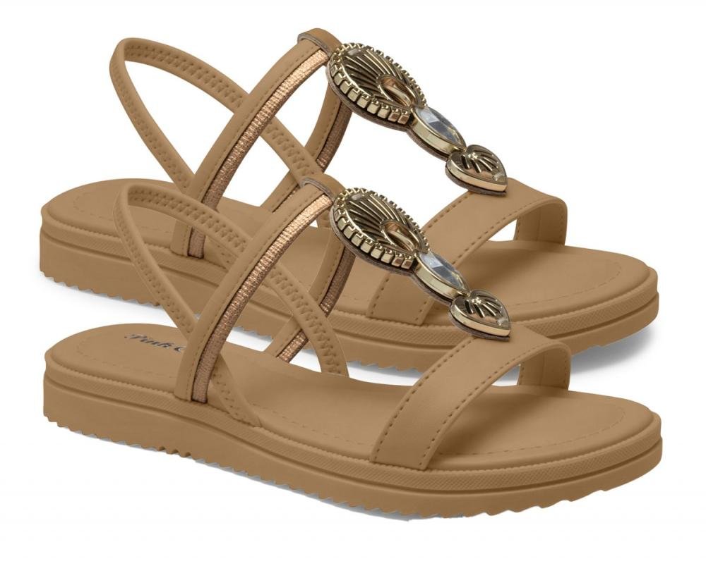 Sandália Papete Pink Cats V5602 Infantil Feminino Marrom Claro 3