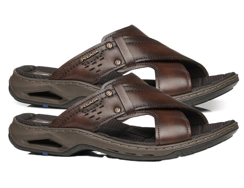 Chinelo Em Couro PLUS Numeração Especial Pegada 533236 Masculino Marrom Escuro 3