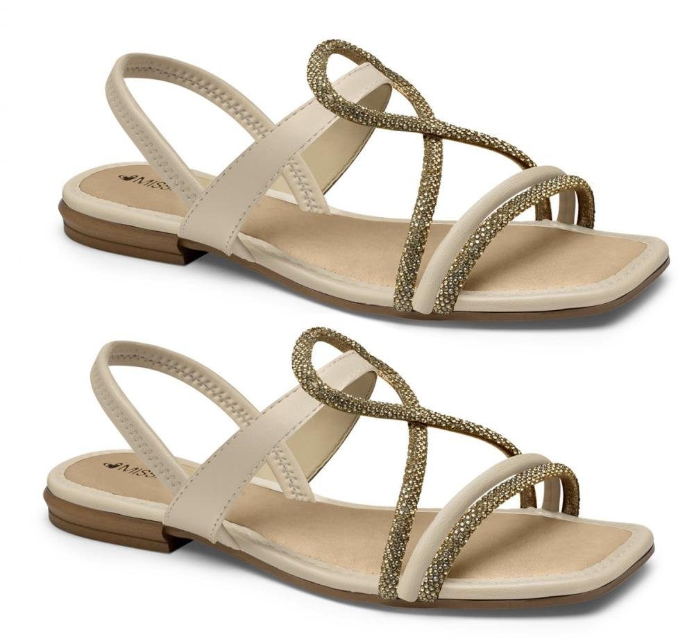 Sandália Rasteira Mississipi MF843 Feminino Bege 3