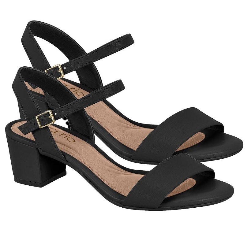 Sandália Salto Bloco Médio Beira Rio 82461176 Feminino Preto 3