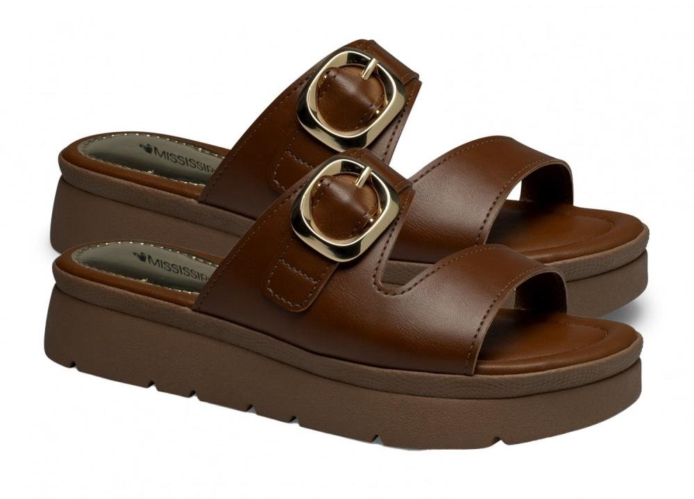 Tamanco Flatform Mississipi MF481 Feminino Marrom Escuro 3