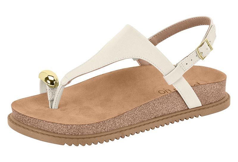 Sandália Rasteira Papete Beira Rio 8524109 Feminino Off White 2