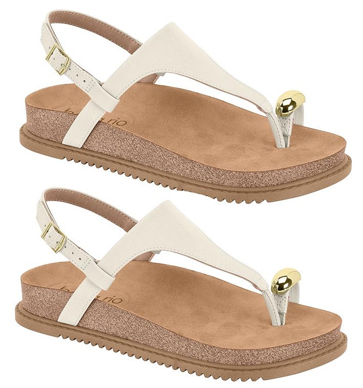Sandália Rasteira Papete Beira Rio 8524109 Feminino Off White 3