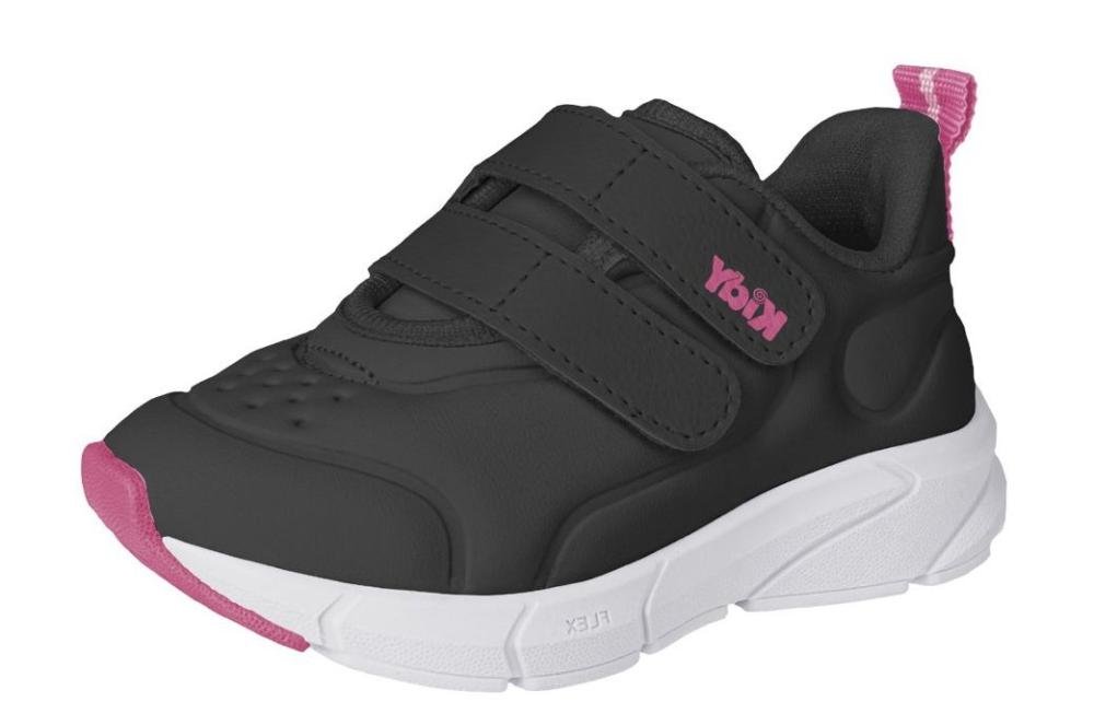 Tênis Kidy Energy Baby Infantil Feminino Preto/Branco/Rosa 2