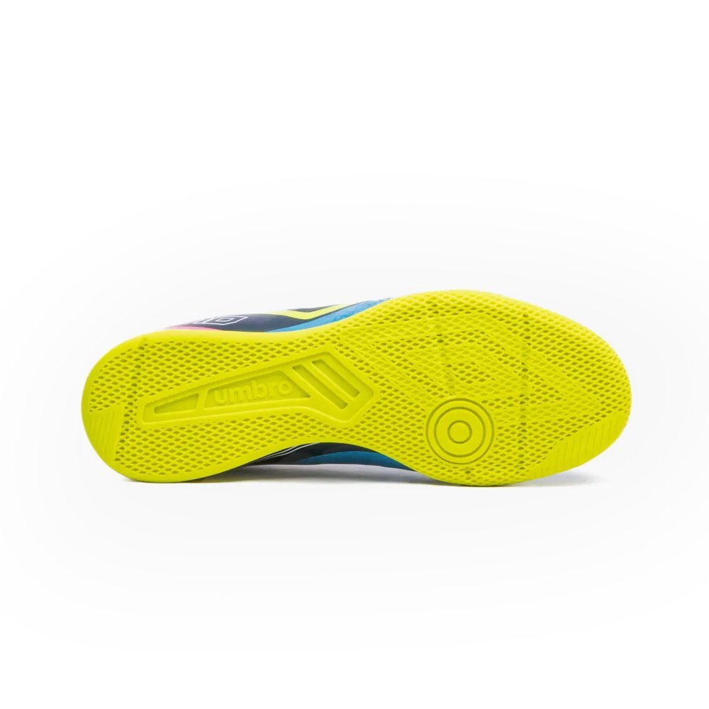Chuteira Futsal Umbro Techno II Masculino Azul Escuro/Amarelo/Roxo 8