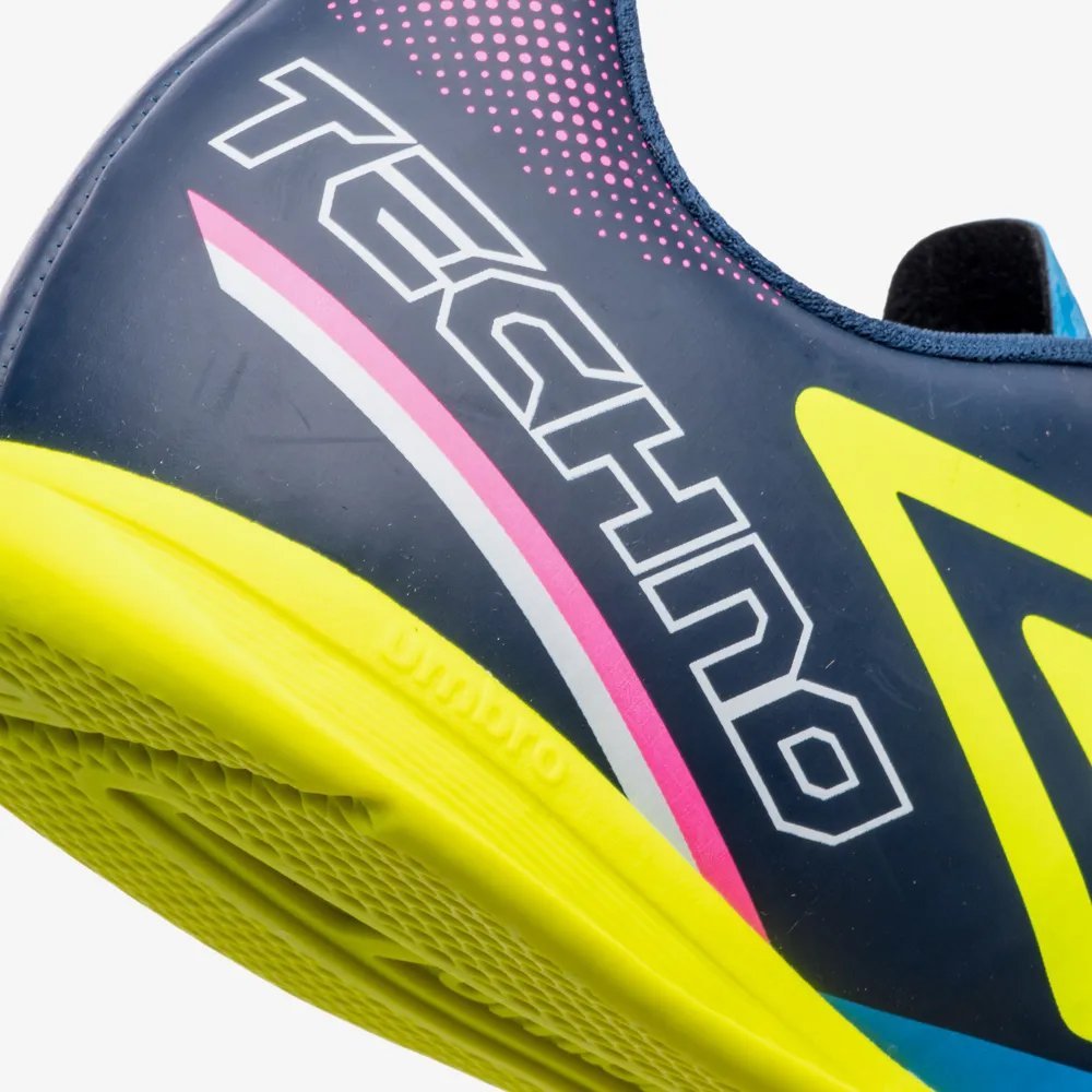 Chuteira Futsal Umbro Techno II Masculino Azul Escuro/Amarelo/Roxo 5
