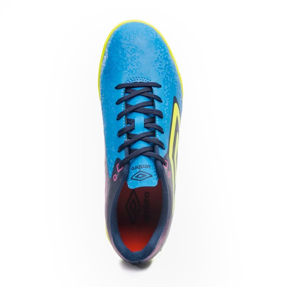 Chuteira Futsal Umbro Techno II Masculino Azul Escuro/Amarelo/Roxo 6