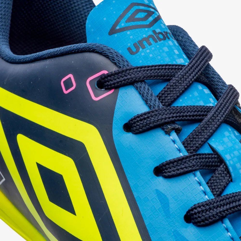 Chuteira Futsal Umbro Techno II Masculino Azul Escuro/Amarelo/Roxo 7