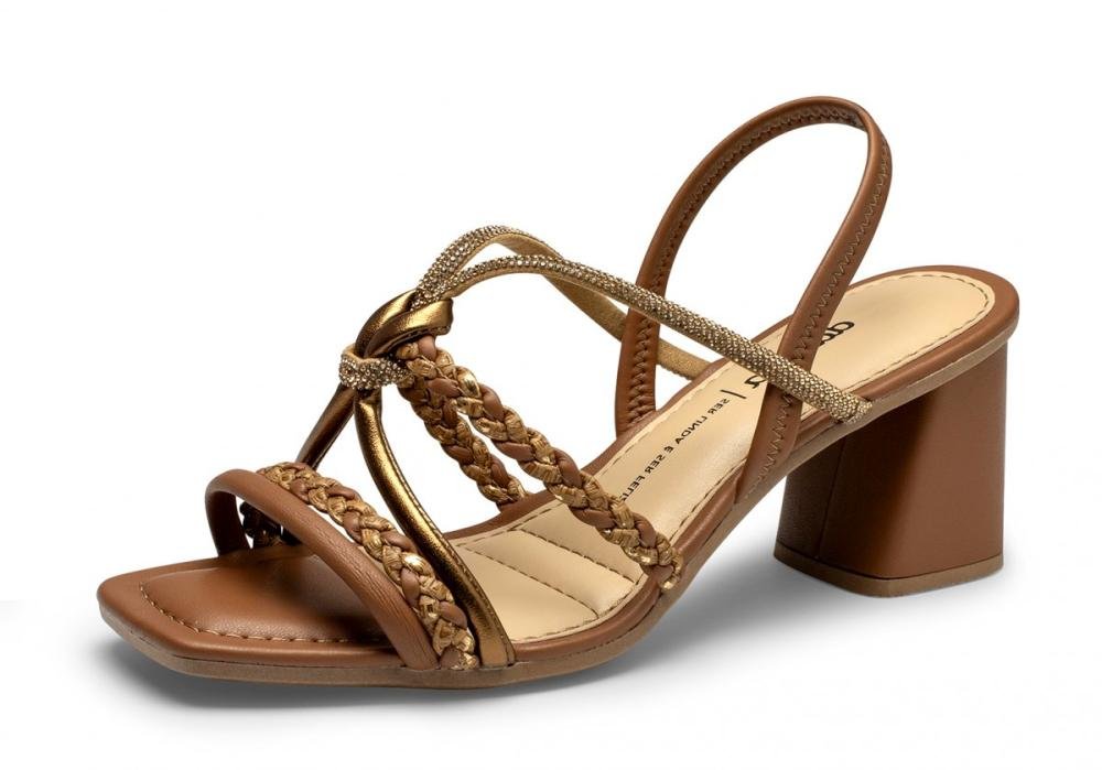 Sandália Salto Alto Bloco Dakota Y9761 Feminino Marrom Claro 2