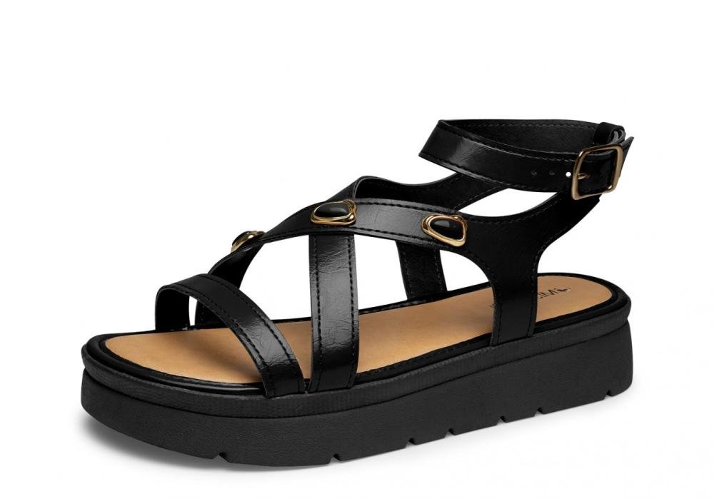 Sandália Papete Flatform Mississipi J0213 Feminino Preto 2