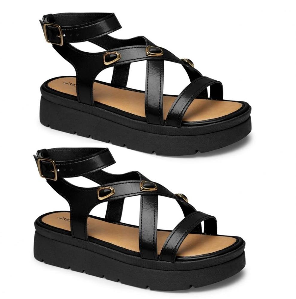 Sandália Papete Flatform Mississipi J0213 Feminino Preto 3