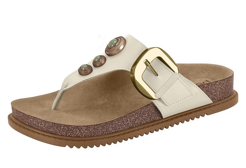 Sandália Rasteira Papete Beira Rio 8524111 Feminino Off White 2