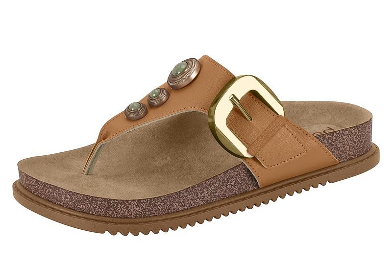 Sandália Rasteira Papete Beira Rio 8524111 Feminino Camel 2