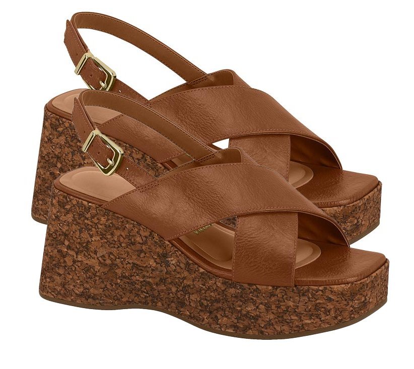 Sandália Plataforma Salto Alto Vizzano 6559101 Feminino Marrom 3