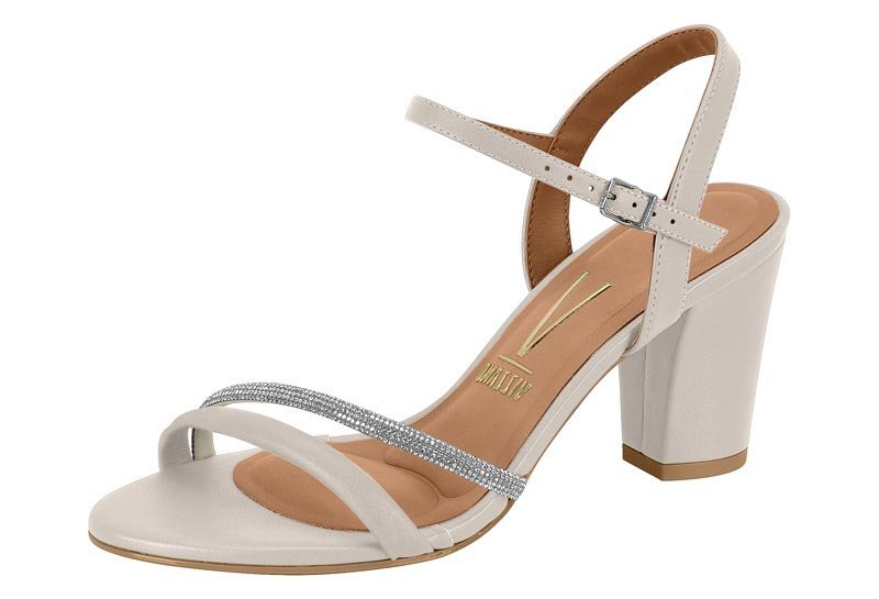 Sandália Salto Alto Grosso Strass 62621034 Feminino Off White 2