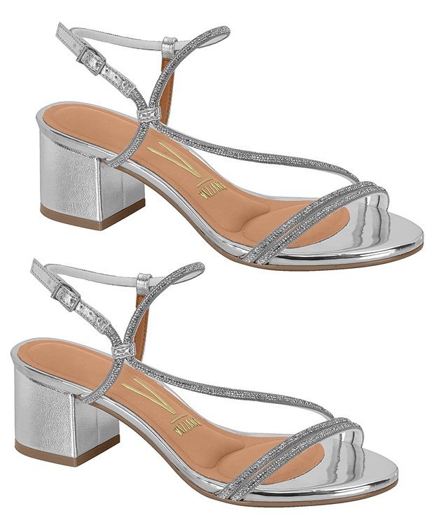 Sandália Salto Bloco Metalizada Vizzano 62911175 Feminino Prata 3