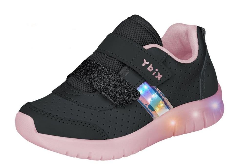 Tênis Infantil Kidy de Luz Light Fun Infantil Feminino Preto/Rosa 2