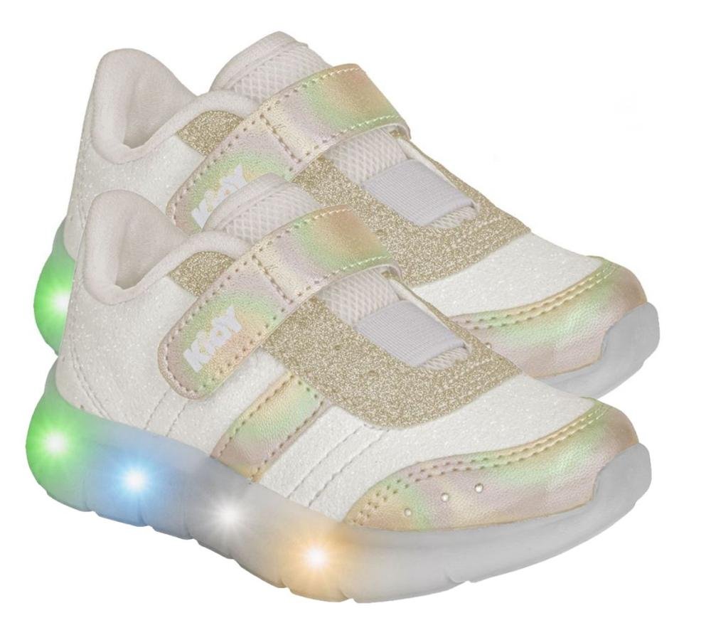 Tênis Kidy Flex Light Infantil Feminino Branco/Ouro 3