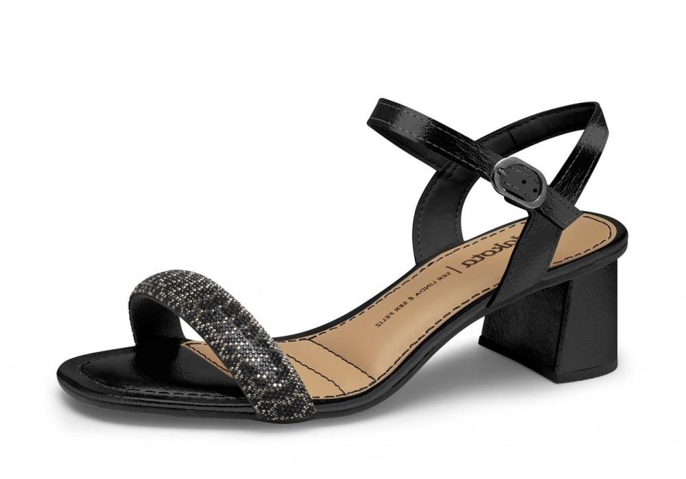 Sandália Salto Bloco Strass Dakota Y9741 Feminino Preto 2