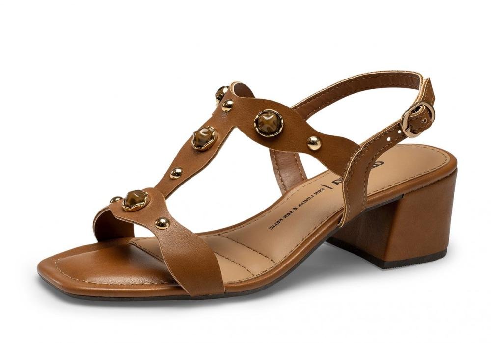Sandália Salto Bloco Dakota Y9581 Feminino Camel 2