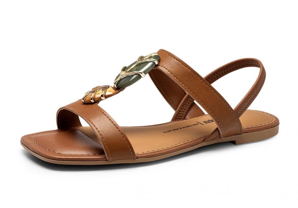 Sandália Rasteira Dakota Y9611 Feminino Camel 2