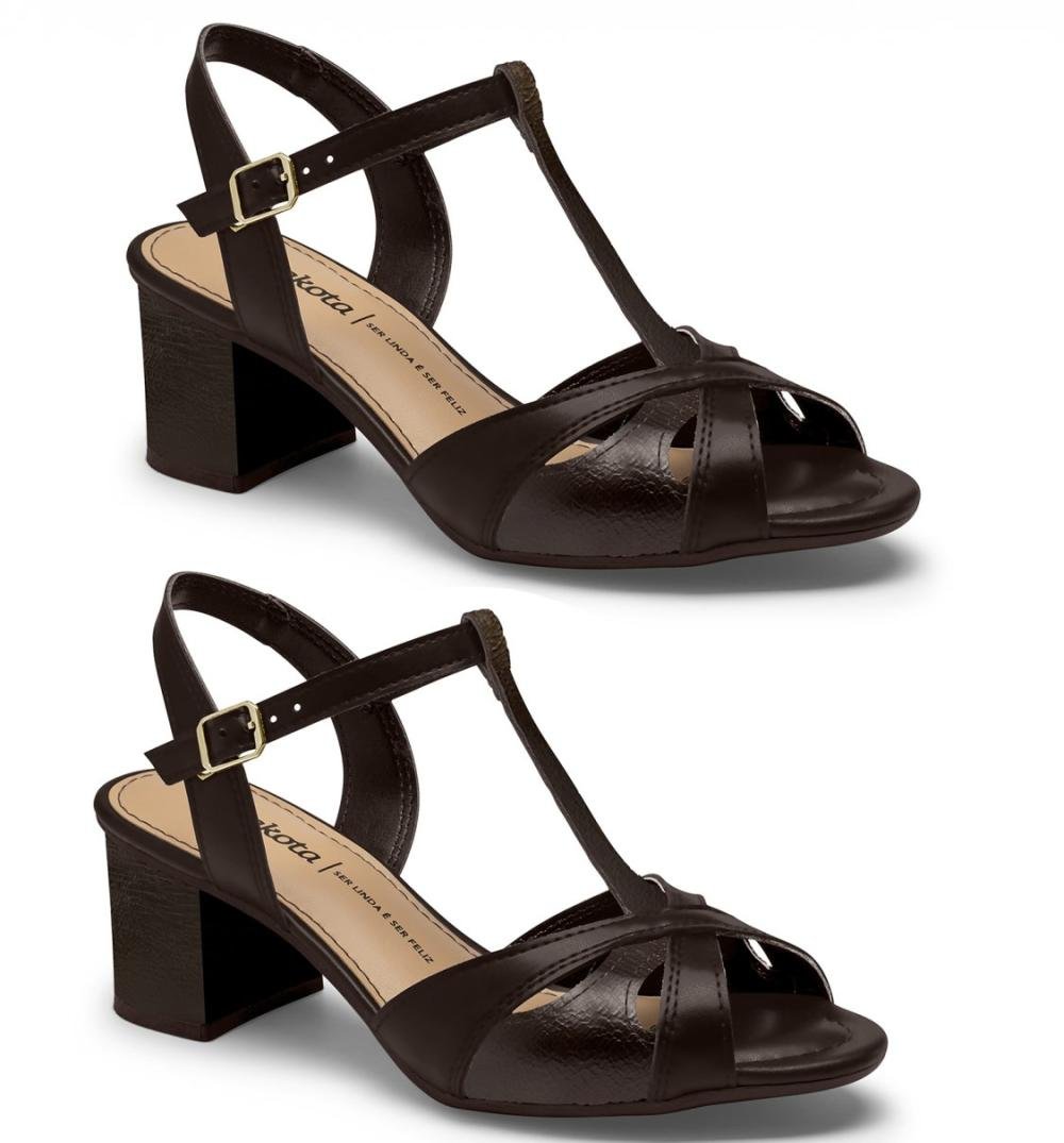 Sandália Salto Bloco Dakota D0931 Feminino Marrom 3