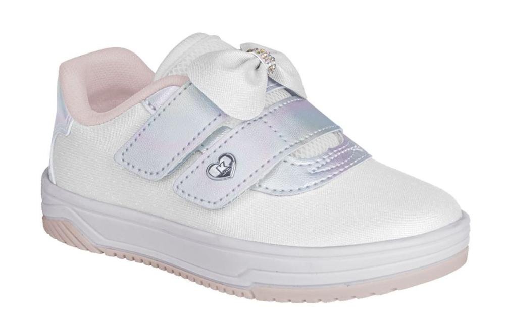 Tênis Kidy Happy Infantil Feminino Branco/Prata/Rosa 1