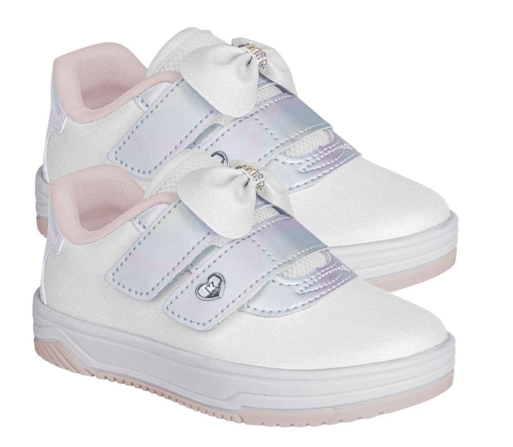 Tênis Kidy Happy Infantil Feminino Branco/Prata/Rosa 3