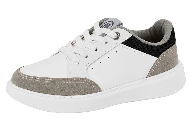 Sapatênis Molekinho 2861117 Infantil Masculino Branco/Cinza/Preto 2
