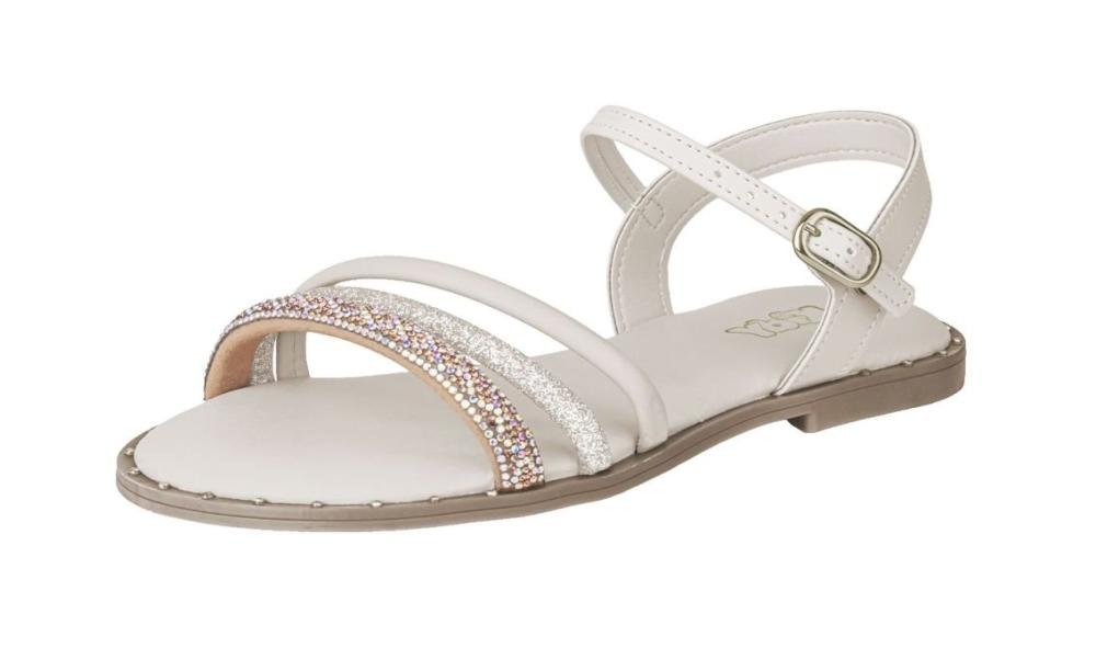Sandália Rasteira Kidy 4540007 Infantil Feminino Branco 2