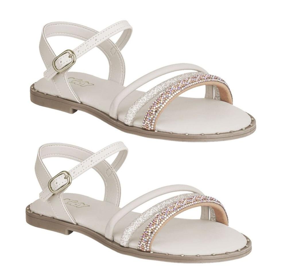 Sandália Rasteira Kidy 4540007 Infantil Feminino Branco 3