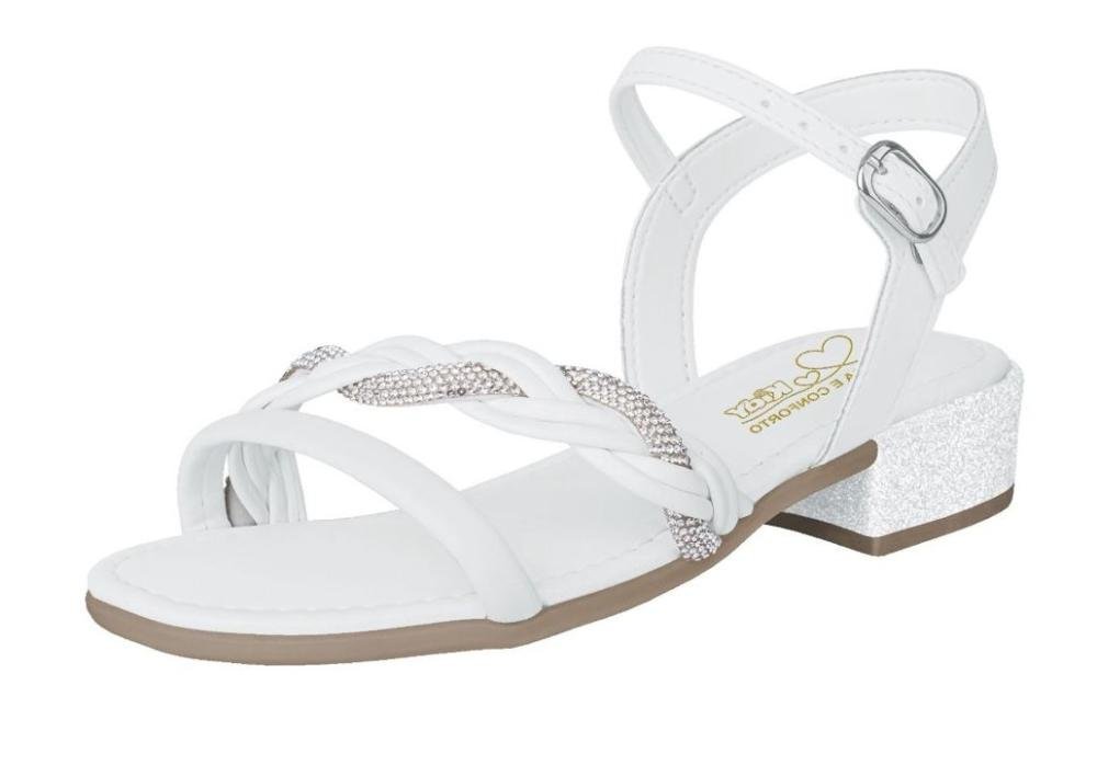 Sandália Salto Baixo Kidy Isis 4200054 Infantil Feminino Branco 2