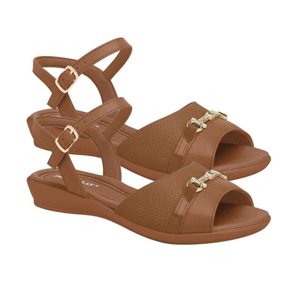 Sandália Anabela Salto Baixo Piccadilly 500406 Feminino Marrom 3