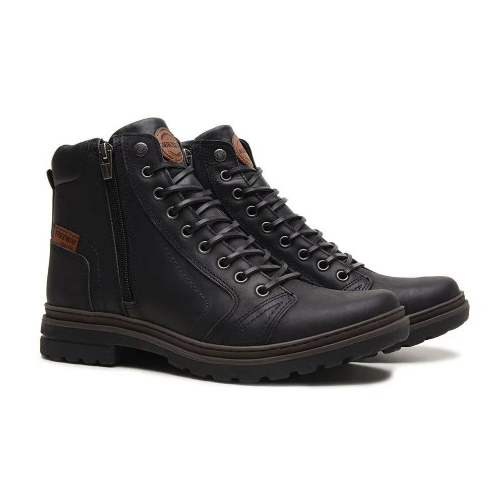 Bota Coturno Em Couro Absolut Freeway Masculino Preto 3