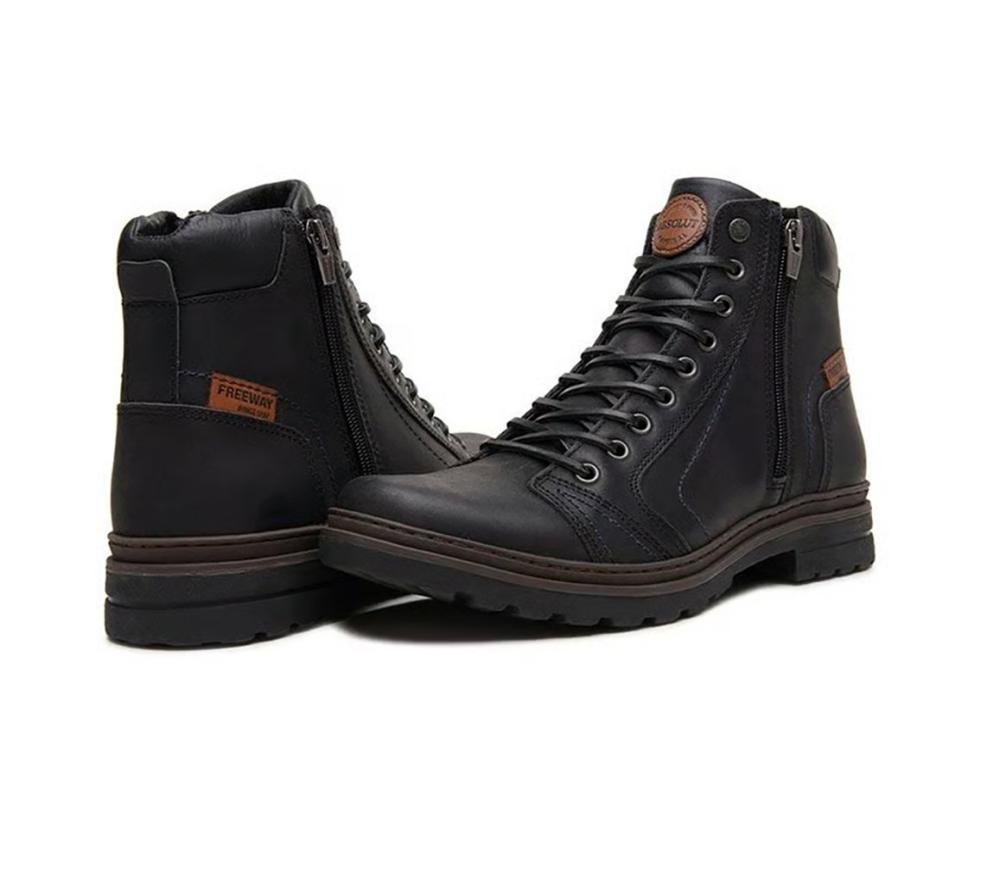 Bota Coturno Em Couro Absolut Freeway Masculino Preto 4