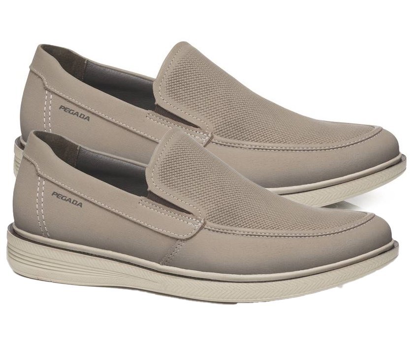 Sapato Casual Slip Em Couro Pegada 126112 Masculino Bege 3