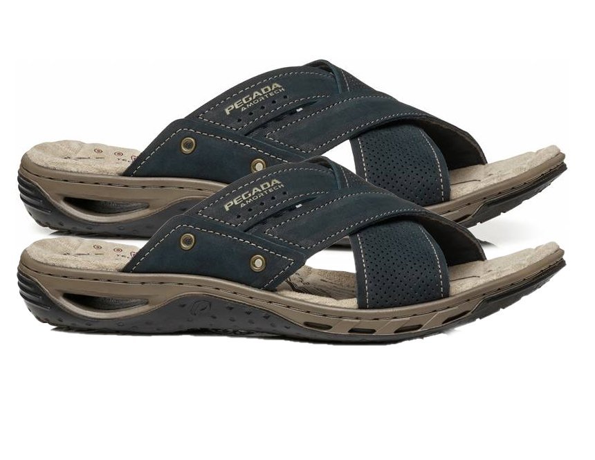 Chinelo em Couro Pegada 131675 Masculino Azul 3