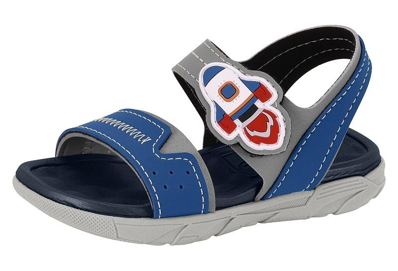 Sandália Papete Molekinho 2135169 Infantil Masculino Cinza/Azul 2
