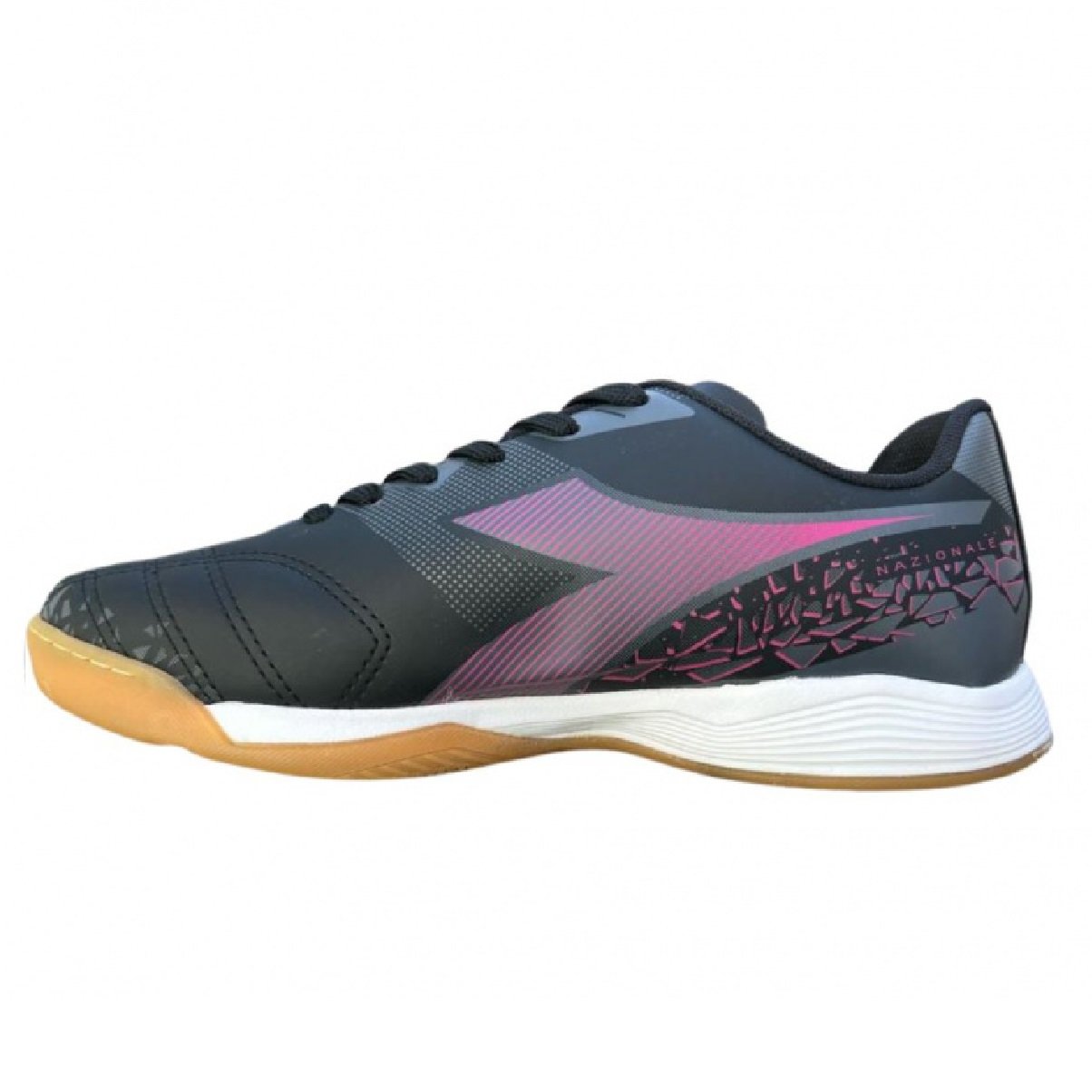 Chuteira Diadora Futsal Nazionale Elite Masculino - Grafite e Rosa Preto 2