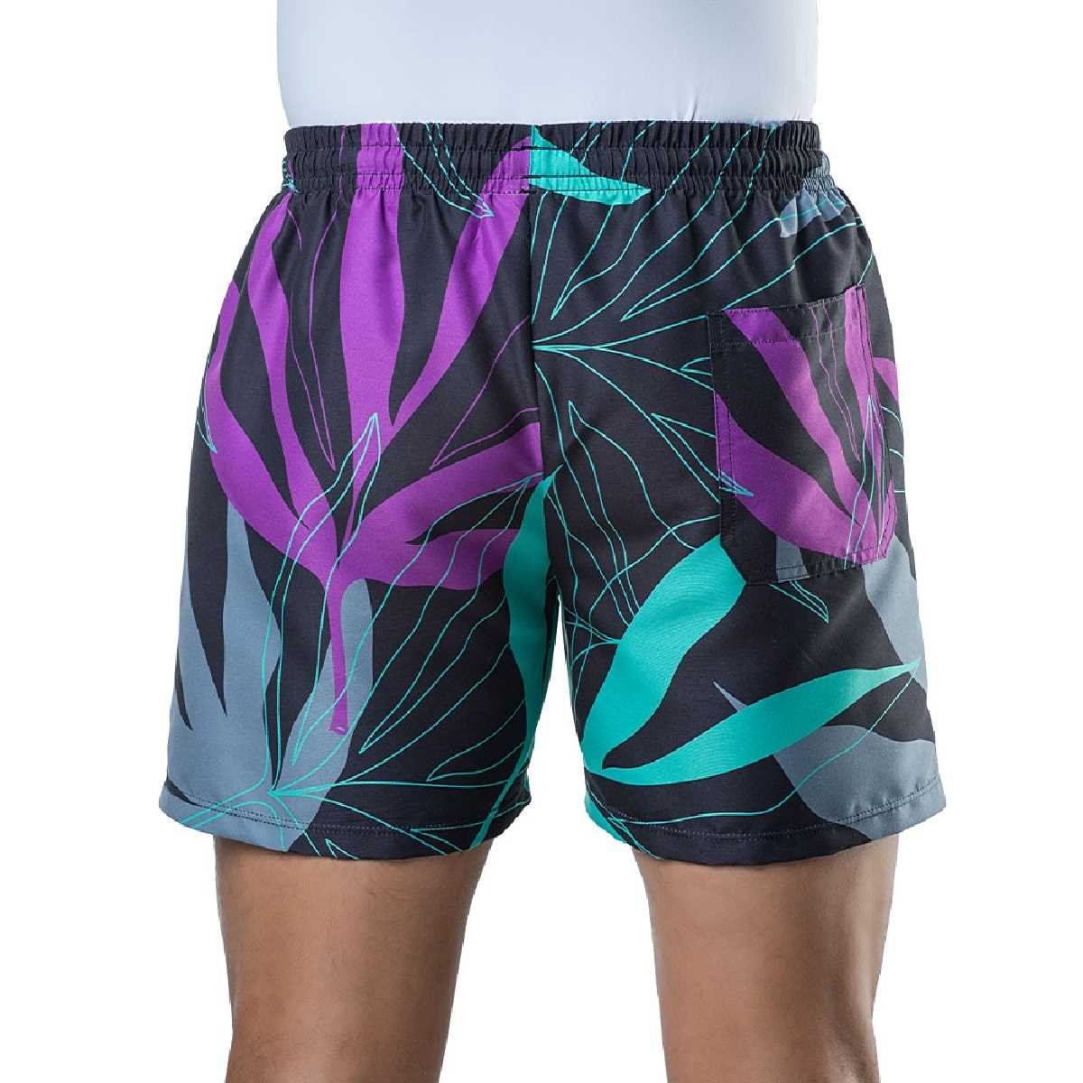 Short Elite Básico Curto Estampado Masculino - Preto e Roxo Preto/Roxo 2
