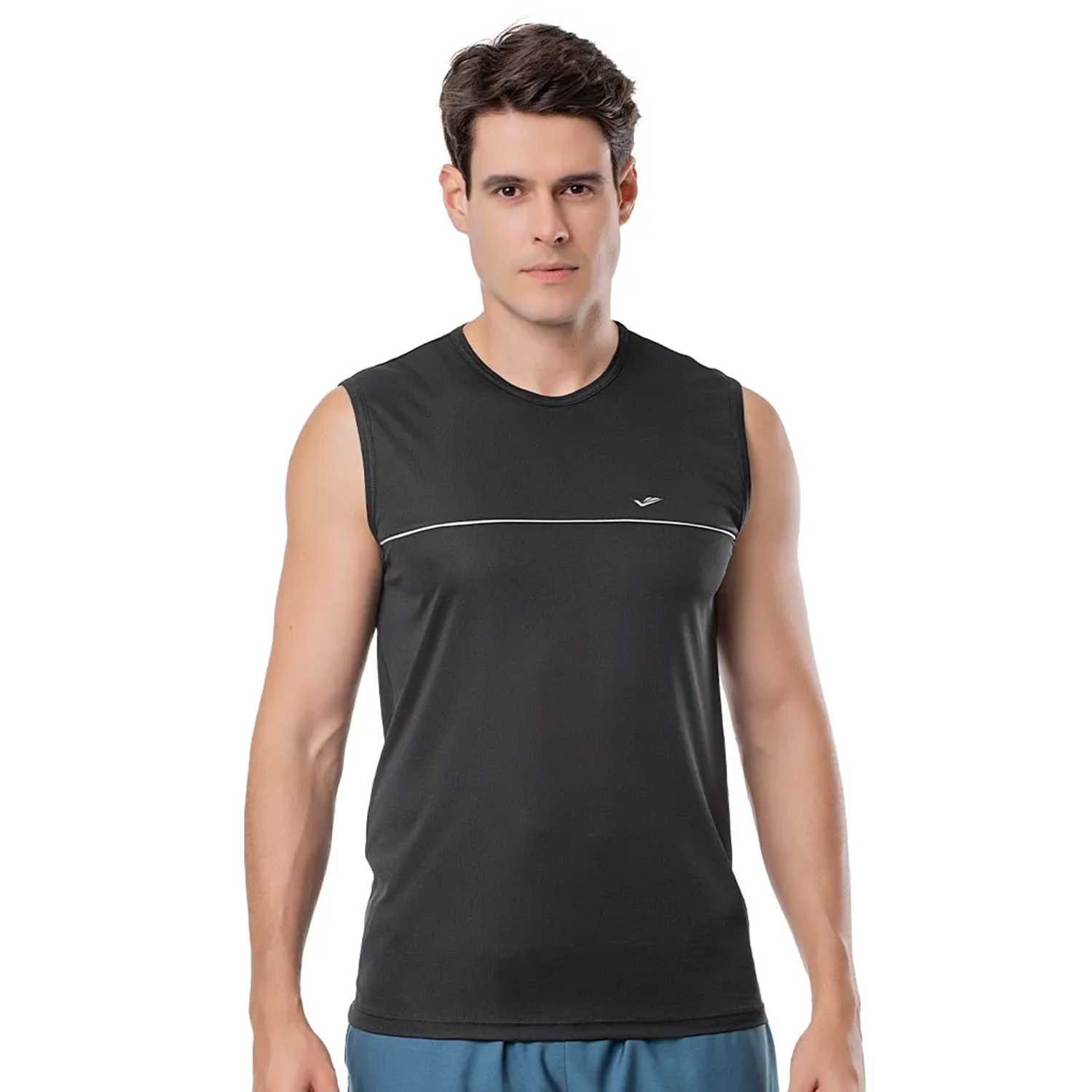 Regata Elite Contrastante Masculino - Preto e Gelo Preto 1