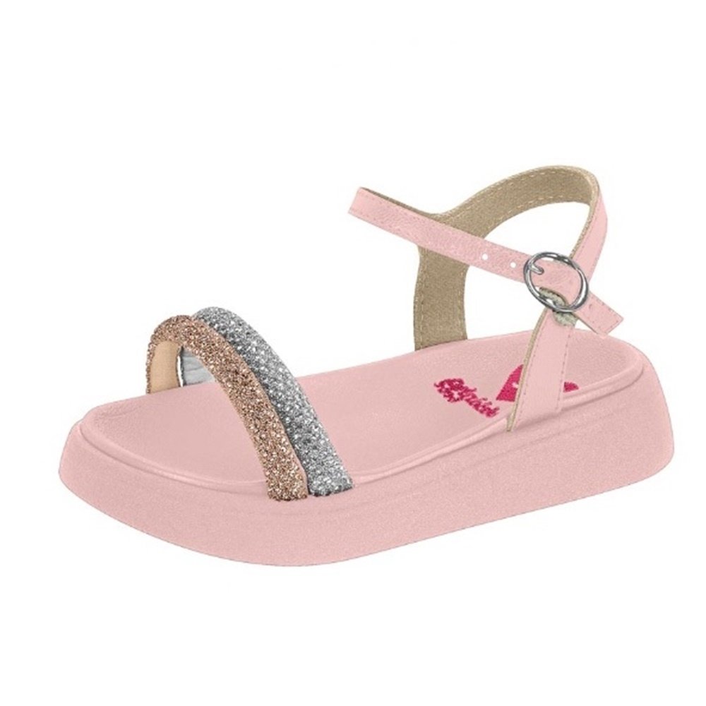 Molekinha Sandalia Napa Tira Strass Rosa Rosa 2