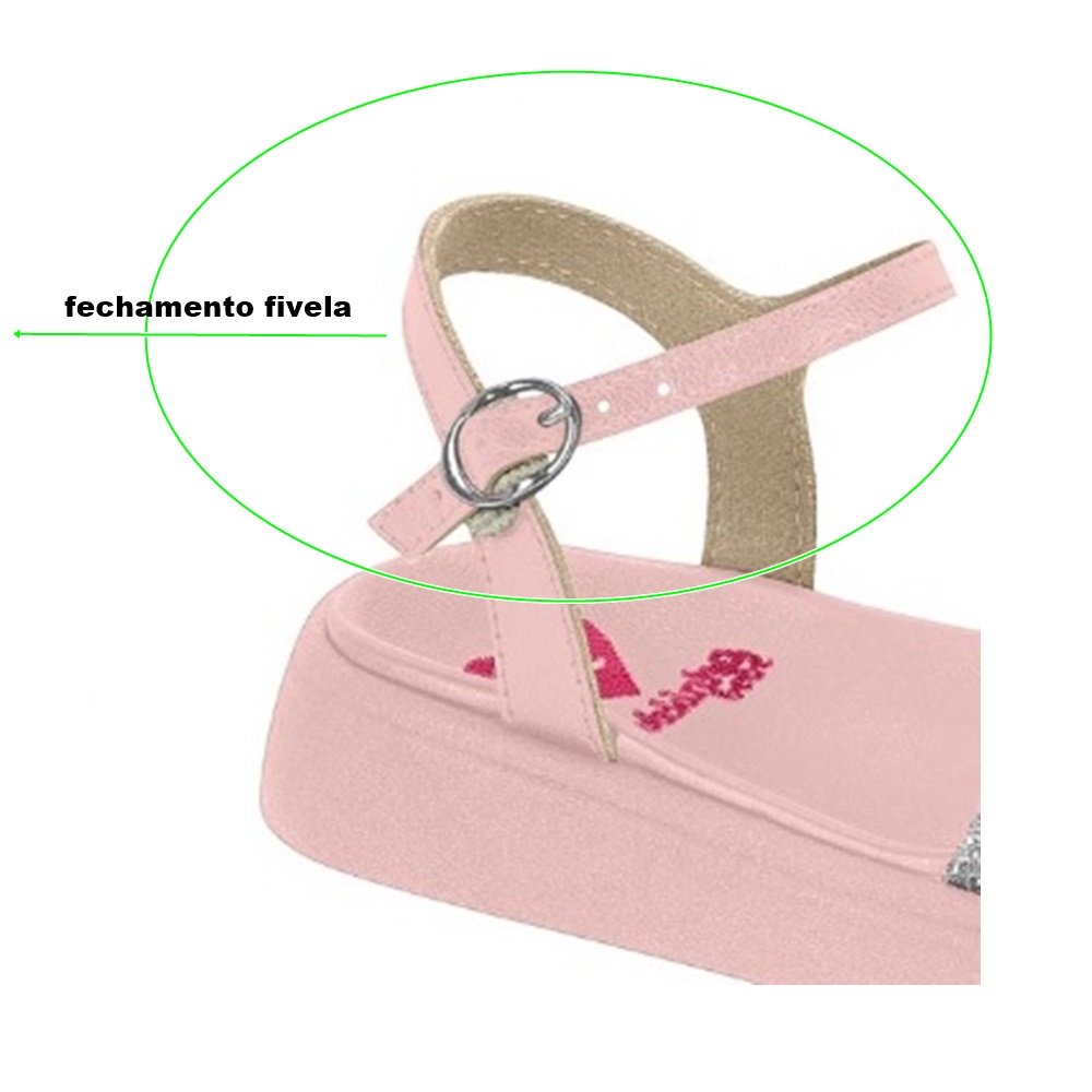 Molekinha Sandalia Napa Tira Strass Rosa Rosa 3