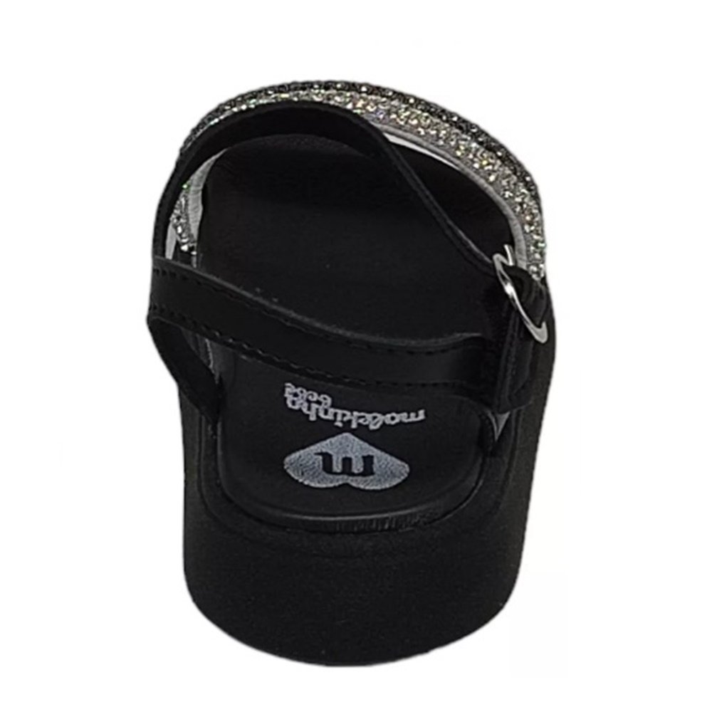 Molekinha Sandalia Napa Turim Tira Strass Preto Preto 5