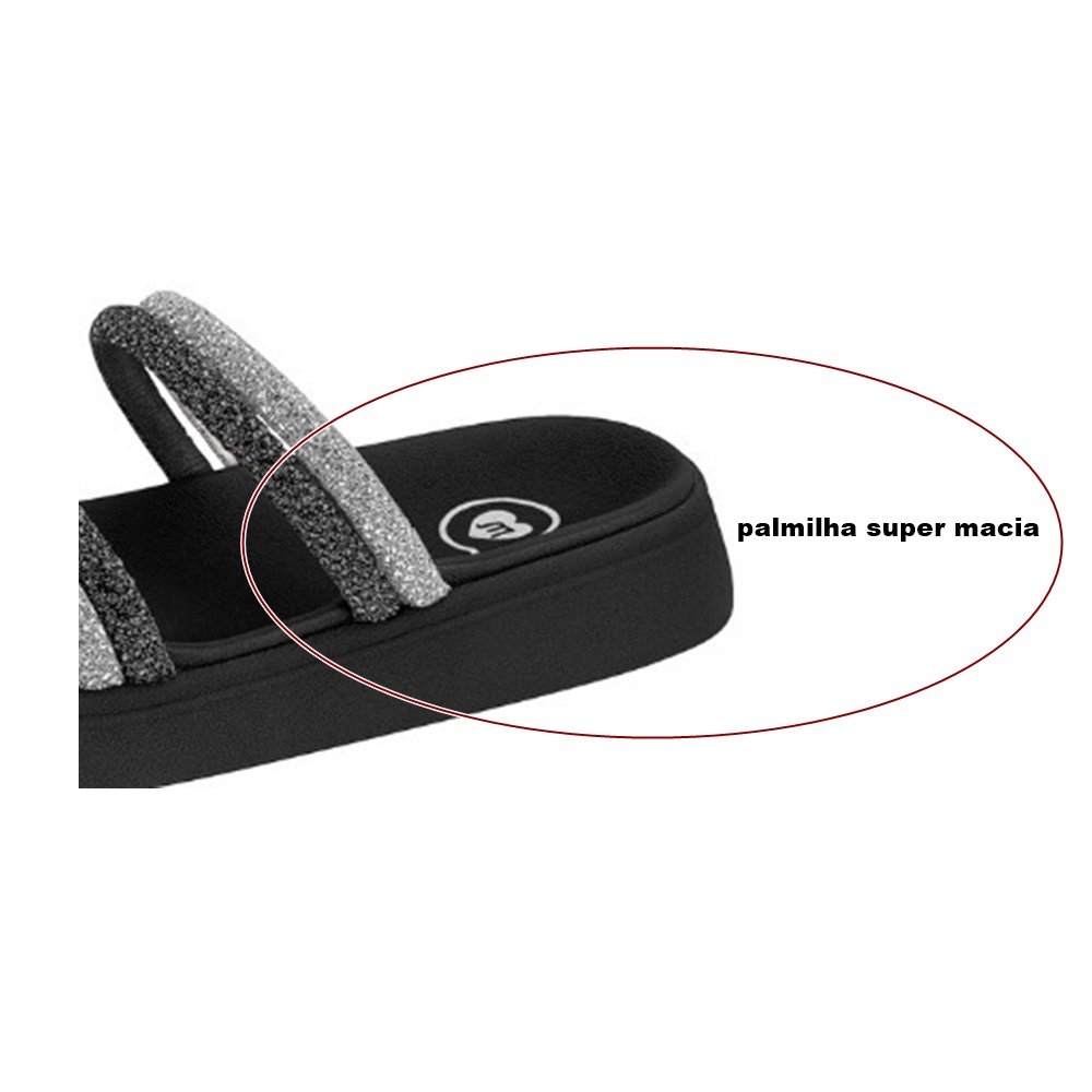 Molekinha Sandalia Tira Pronta Strass Preto Preto 4