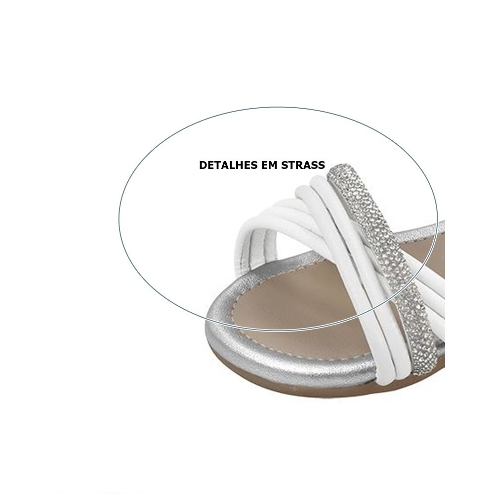 Pampili Sandalia Mili Com Tira Em Strass Branco Branco 3