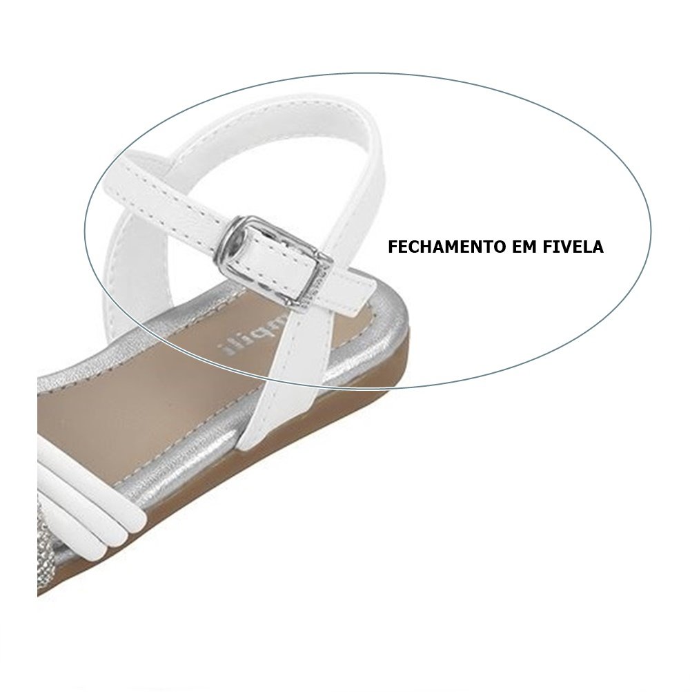 Pampili Sandalia Mili Com Tira Em Strass Branco Branco 4