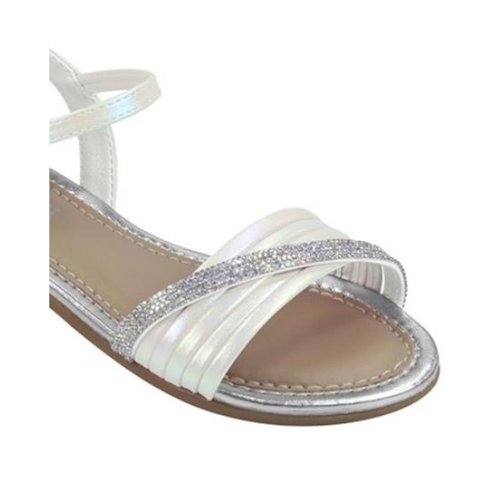 Pampili Sandalia Cherrie Tiras Strass Holografica Branco Branco 2