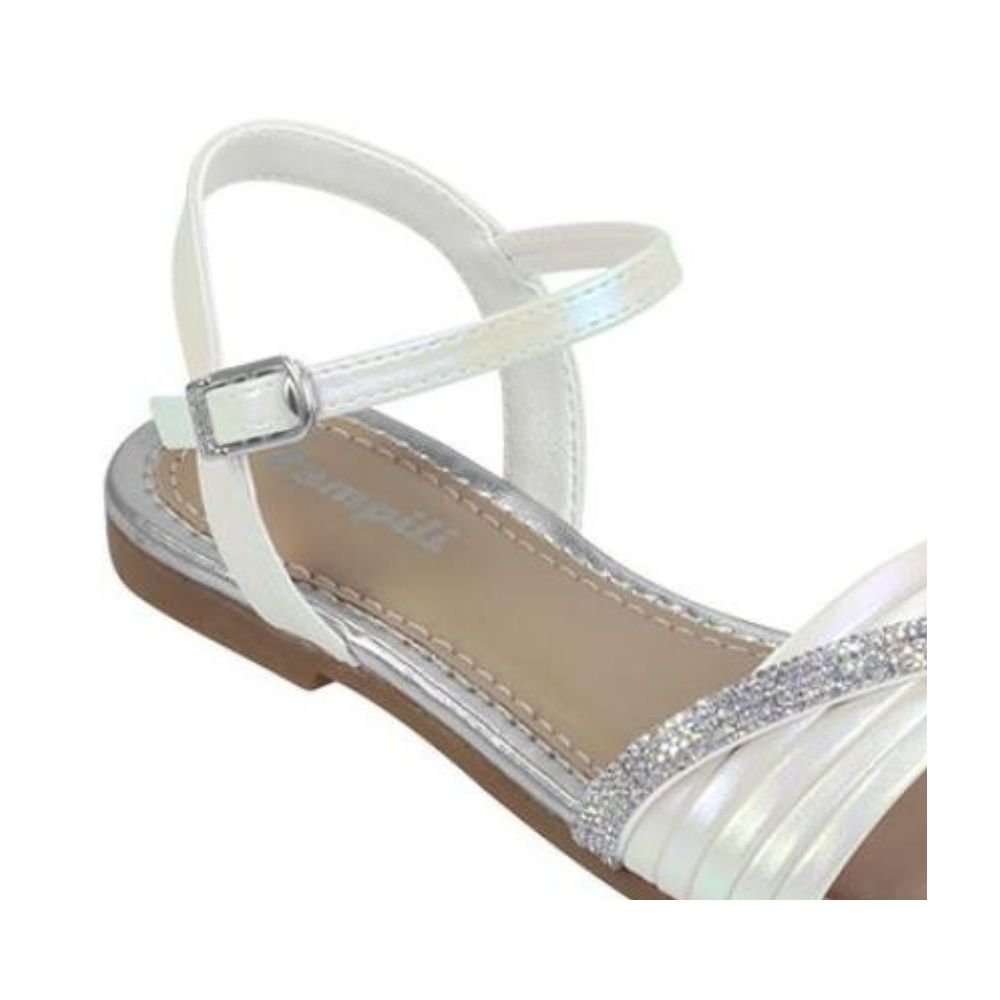Pampili Sandalia Cherrie Tiras Strass Holografica Branco Branco 3